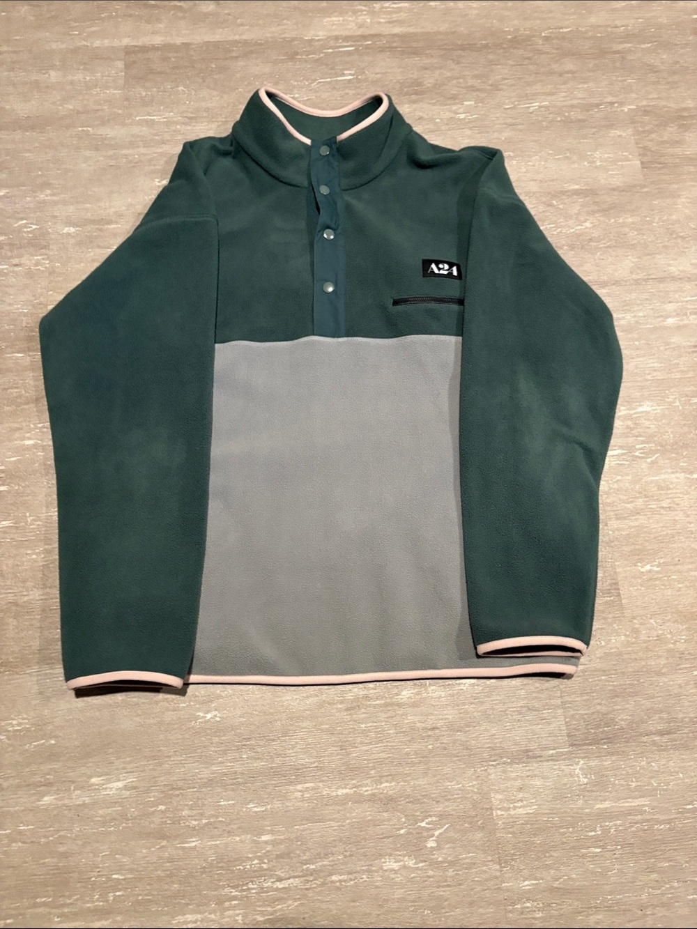 A24 Green and Gray Quarter-Snap Fleece Pullover